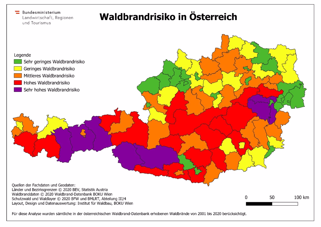 Waldbrandkarte Österreich